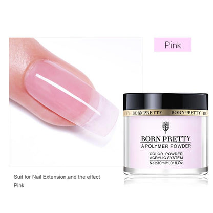 BORN PRETTY 100ml Acrylic Nail Powder Clear Pink White Professional Carving Crystal Polymer for Nail Tips Extenstion Nails Set