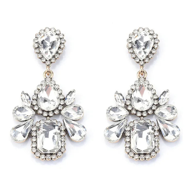 Boho Ethnic Water Crystal Drop Earrings Women's Jewellery Geometric Statement Long Dangle Earring Femme Indian Big Earring