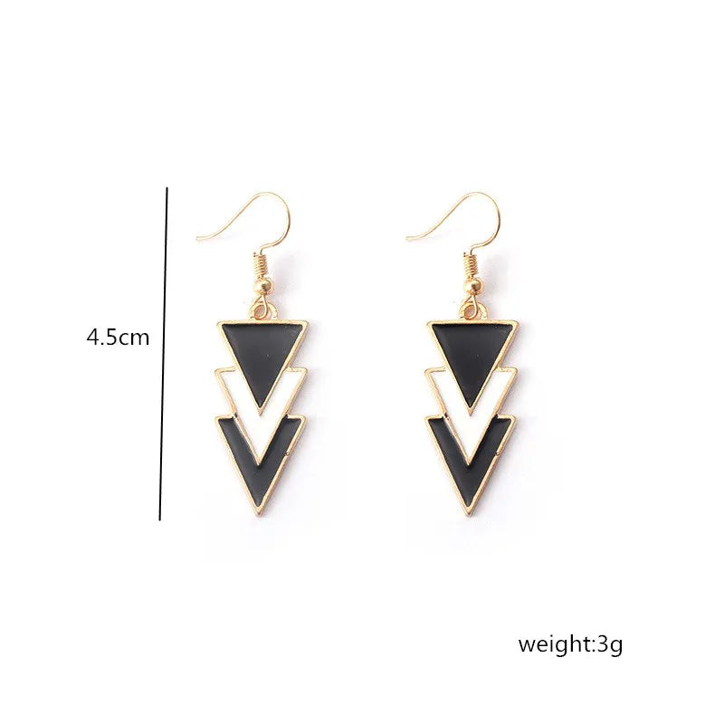 Boho Black Dangle Earrings for Women Long Hanging Earrings Leaf Pendants Pearl Crystal Geometric Earrings pendientes mujer