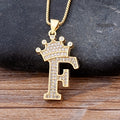 Nidin  Luxury Copper Zircon A-Z Crown Alphabet Pendant Chain Necklace Hip-Hop Style Fashion Woman Man Initial Name Jewelry - Charlie Dolly