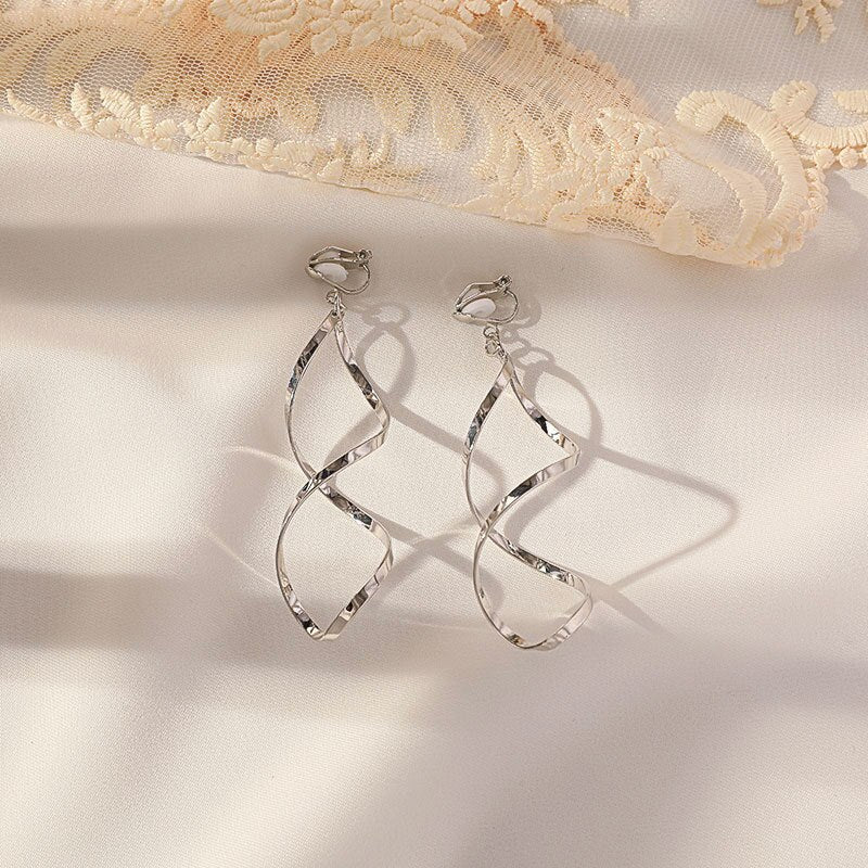 Ear Clips Without Pierced Ears Female Temperament Long Simple Ear Jewelry Thin Earrings Temperament Fashionable Exquisite - Charlie Dolly