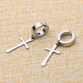 New 1 Pcs Stainless Steel Clip On Non Piercing Earrings For Women Men Black Gold Color Cross Gothic Punk Rock Drop Pendiente - Charlie Dolly