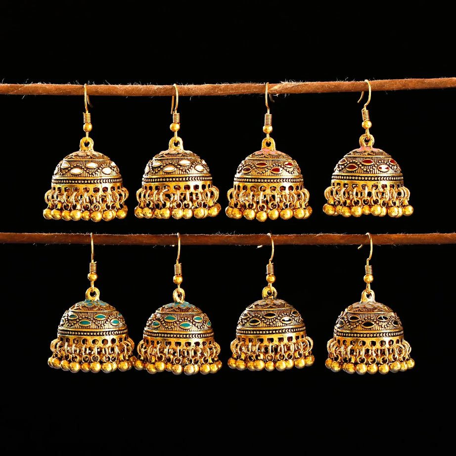 Pearl Bead Indian Jhumka Hanging Earrings Jewelry