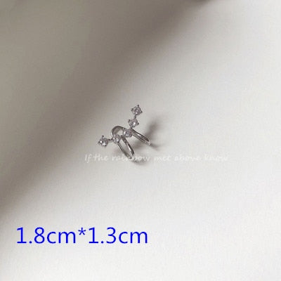 Korean Zircon Small Ear Cuff Set Ear Clips Vintage Gold Color Earcuff Cute Cartilage No Pierced Clip Earrings Women's Jewelry - Charlie Dolly