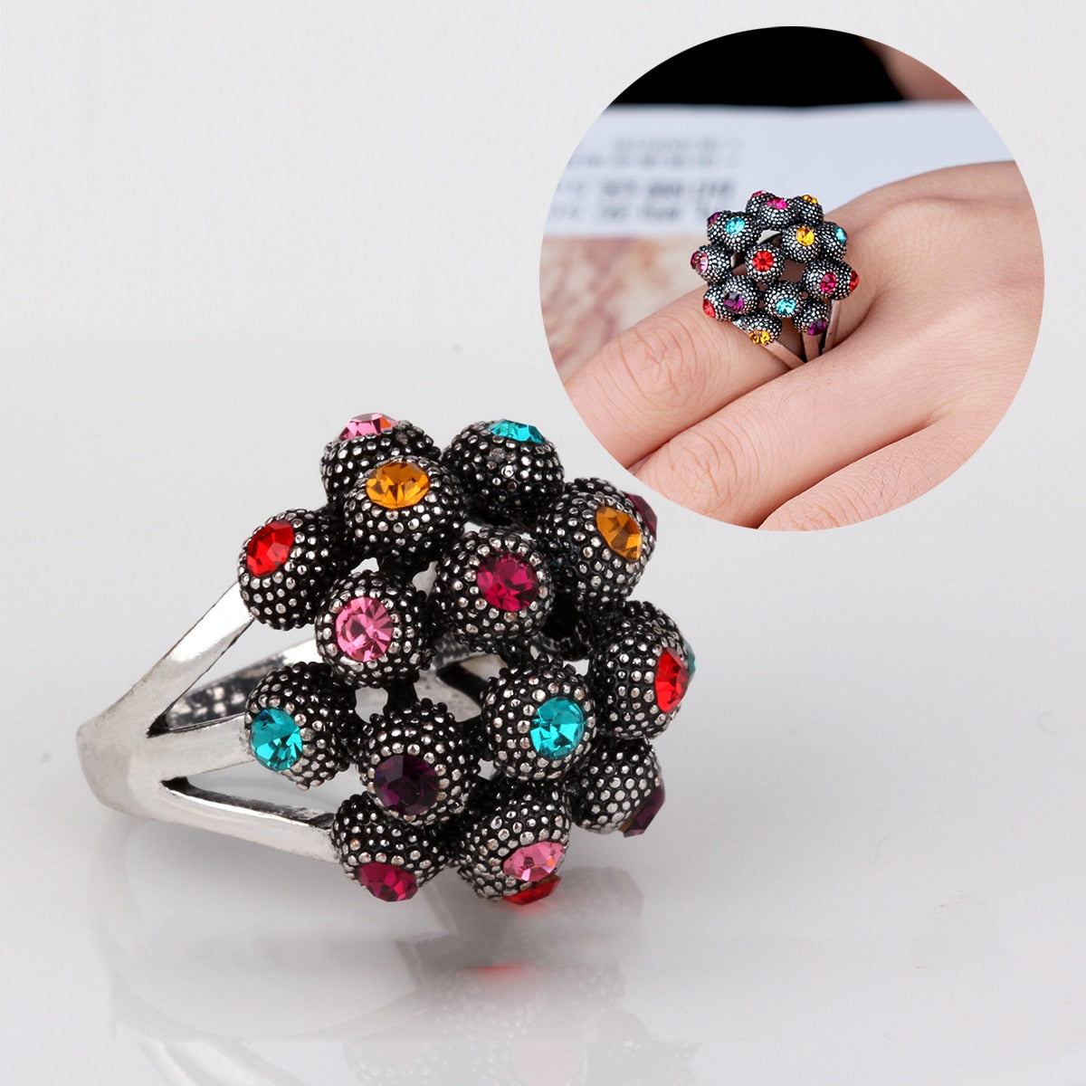 Fashion Enamel Metal Gold Rings Unique Fine Jewelry Scarves Pink Black Painted Flower Ring Gifts For Women Girls Perfect Quality - Charlie Dolly