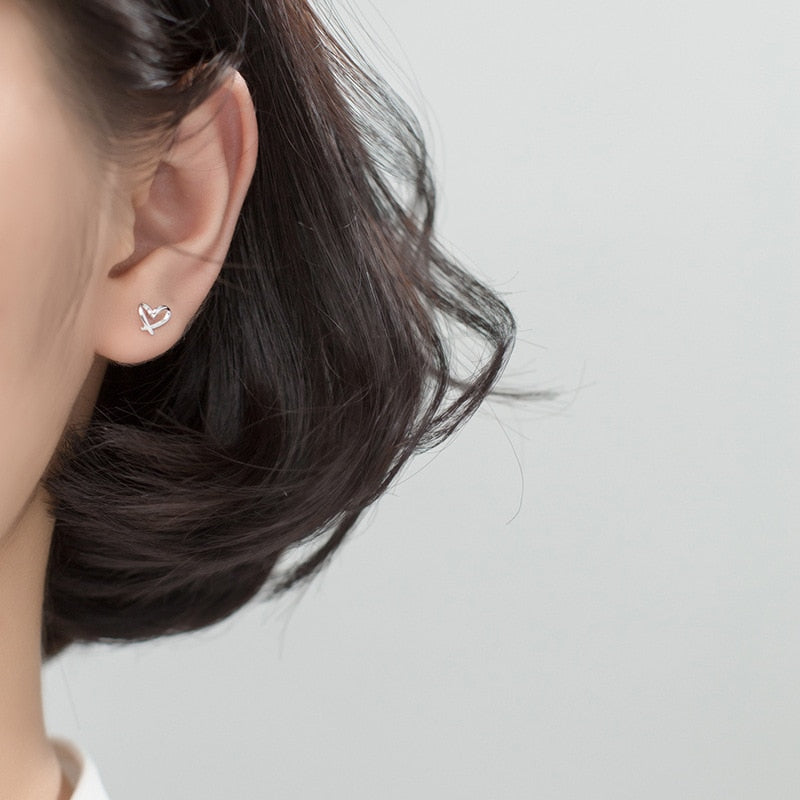 La Monada Small 925 Sterling Silver Stud Earrings For Women Piercing Ear Women Silver Earring 925 Heart Earrings Silver 925 - Charlie Dolly