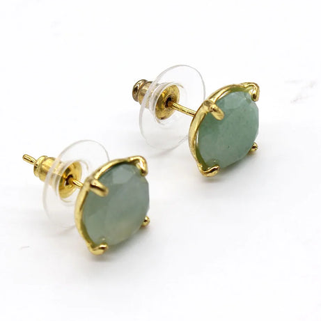 Crystal Stud Earrings for Women Girls Waterdrop Round Oval Shape Natural Lapis Lazuli Amethyst Faceted Stone Earring Jewelry - Charlie Dolly