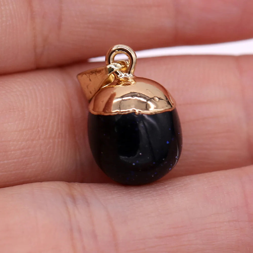 2pc Natural Stone Pendants Reiki Heal Small Round Lapis lazuli Opal for Trendy Jewelry Making Necklace Earrings Gift