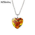 Sunflower Heart Necklace Yellow Sunflower Pendant Glass Picture Jewelry Fashion Heart Necklace HZ3 - Charlie Dolly