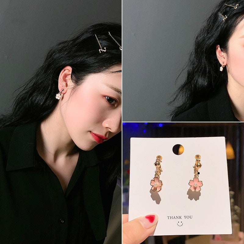 Fashion charm Creative pearl clip on Earrings Cute Handmade Earrings Womens ear clips Jewelry - Charlie Dolly