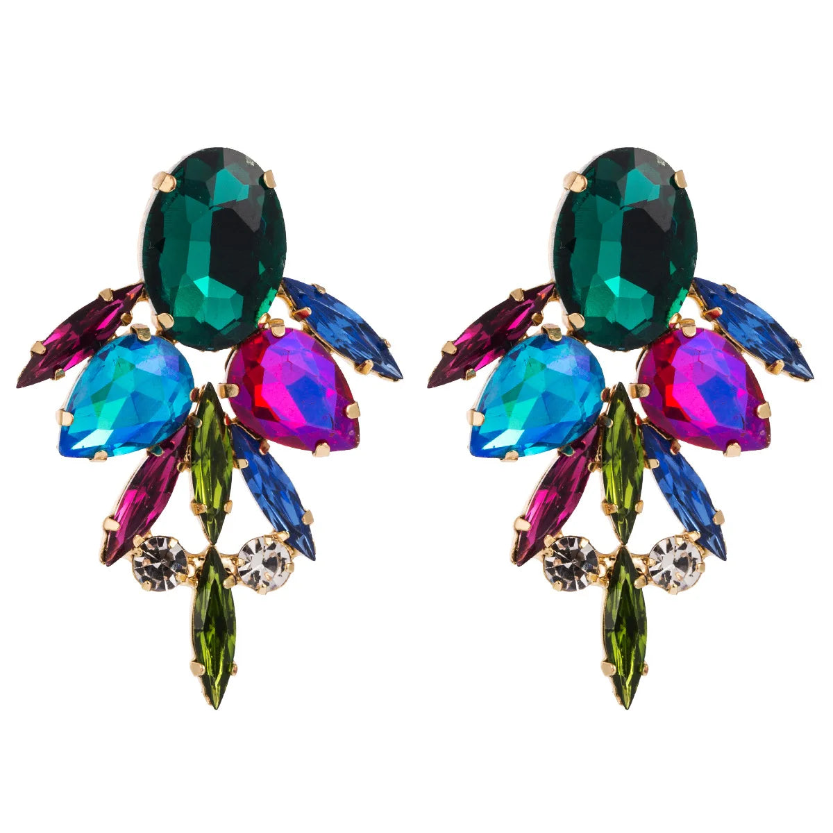 Boho Ethnic Water Crystal Drop Earrings Women's Jewellery Geometric Statement Long Dangle Earring Femme Indian Big Earring