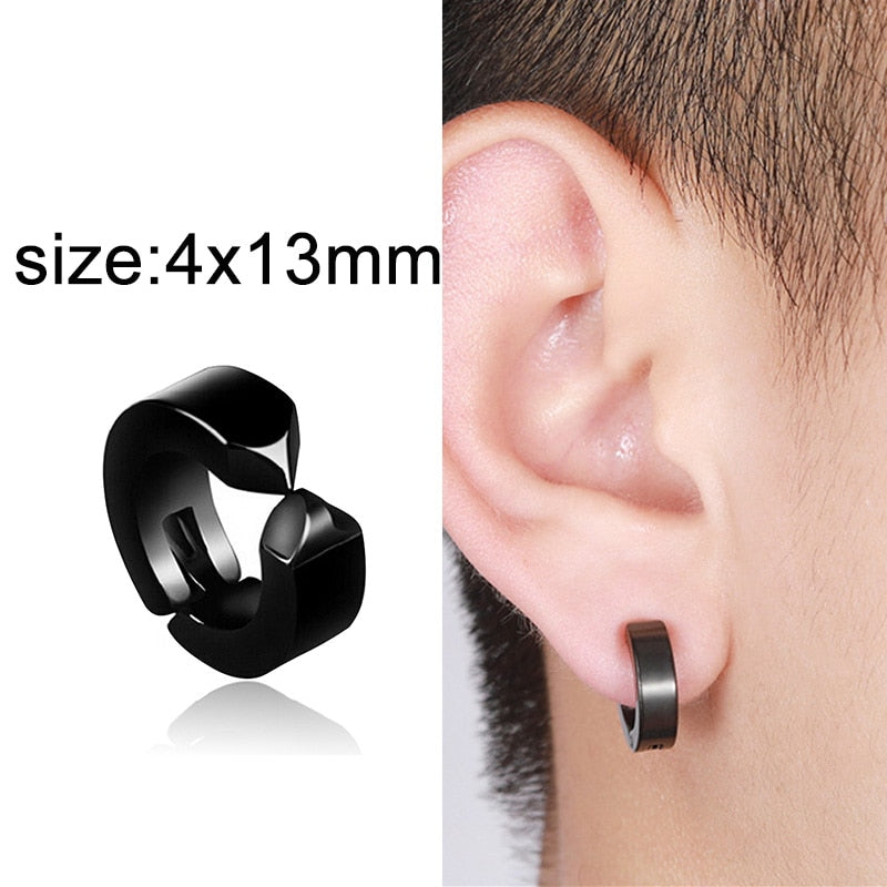 New Popular 1 piece Stainless Steel Painless Ear Clip Earrings For Men/Women Punk Black Non Piercing Fake Earrings Jewelry Gifts - Charlie Dolly