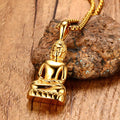 Mens Buddha Pendant Necklace Bodhisattva Amulet Talisman Necklaces in Gold-color Stainless Steel Fashion Men Jewelry collares - Charlie Dolly