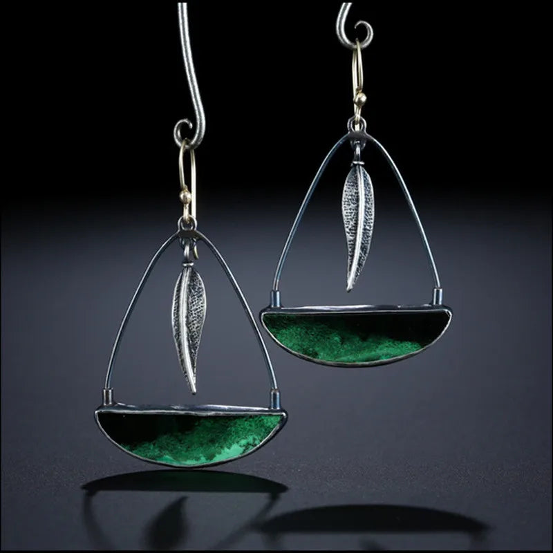 Boho Tropical Green Enamel Coconut Leaf Pearl Drop Earrings For Women Jewelry Statement Brincos Gold Dangle Earings Mujer Bijoux