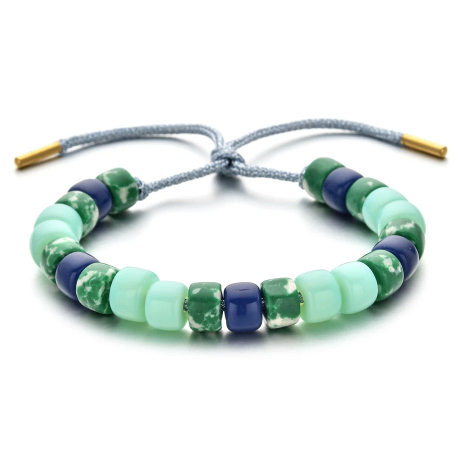 Vintage Boho Handmade Pull Tie on Rope Bracelet DIY Natural Stones Crystal Charm Beads Stone Trendy Bracelet Lucky Jewelry - Charlie Dolly