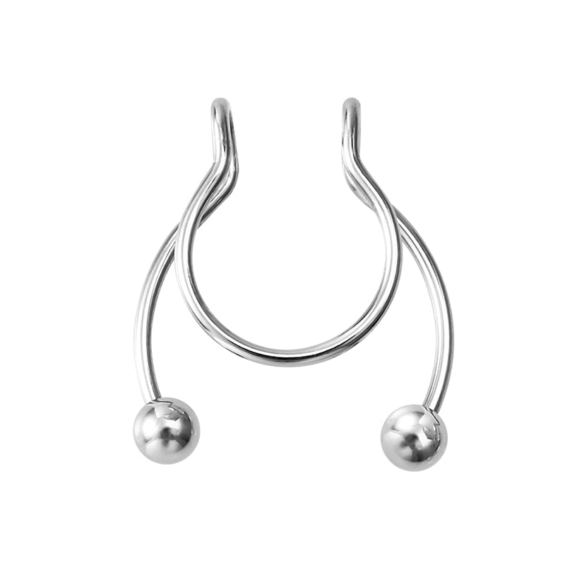 Fake Nose Ring Non Piercing Horseshoe Septum Piercing Magnetic Hoop Stainless Steel Reusable Magnet Punk for Women Jewelry Gifts - Charlie Dolly