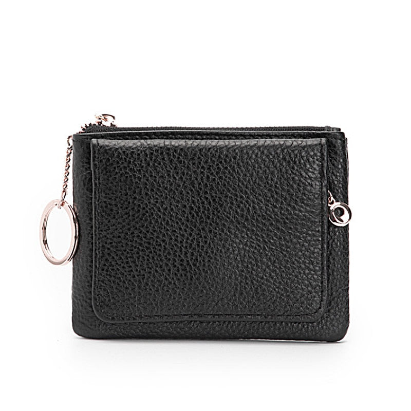 DICIHAYA 2022 New Cowhide Genuine Leather Women Mini Wallet Ladies Zipper Leather Coin Purse Pocket Key Ring Bag Mini Coin Bag - Charlie Dolly