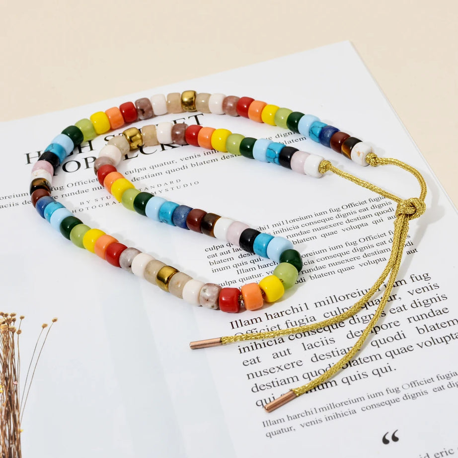 Vintage Boho Handmade Pull Tie on Rope Bracelet DIY Natural Stones Crystal Charm Beads Stone Trendy Bracelet Lucky Jewelry - Charlie Dolly