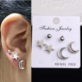 Stainless Steel Earrings Small Cute Butterfly Star Moon Heart Stud Earrings Set Punk Piercing Earing Women's Minimalist Jewelry - Charlie Dolly