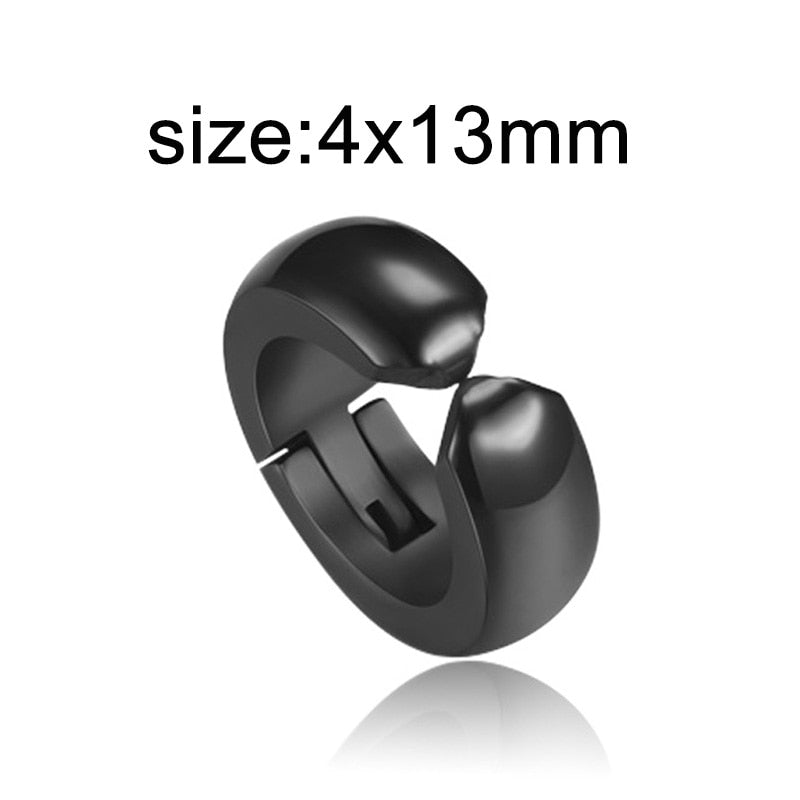 New Popular 1 piece Stainless Steel Painless Ear Clip Earrings For Men/Women Punk Black Non Piercing Fake Earrings Jewelry Gifts - Charlie Dolly