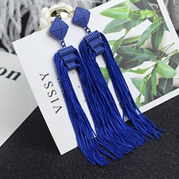 Long Tassel Earrings Fashion Jewelry 2023 Bohemia Statement Summer Dangle Aesthetic Earrings for Women Accessories Korean Style