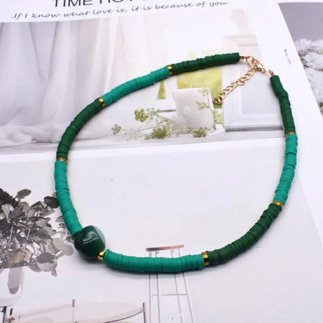 New Boho Natural Natural irregular stone Necklace Colour Soft Polymer Clay Beads Choker Necklace Beach Femme Jewelry Gift - Charlie Dolly