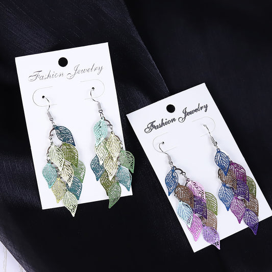 Ethnic Style Drop Earrings Small Nine Leaf Accessories Leaves Earring Bohemian Jewelry Dangle Earrings Exaggerated Women Gift - Charlie Dolly