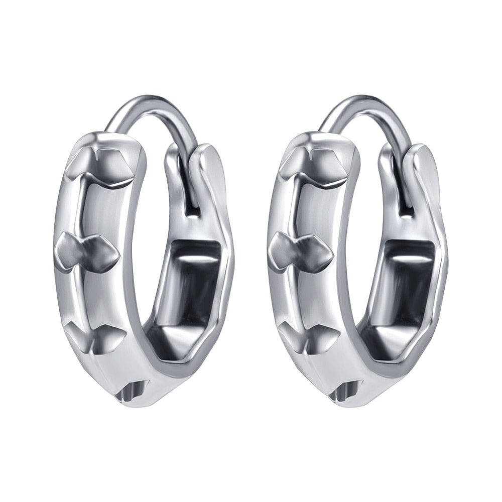ZS 1 Pair Punk Rock Round Earrings Fashion Stainless Steel Ear Ring Skull Surgical Steel Earrings for Men Women Pop Ear Piercing - Charlie Dolly
