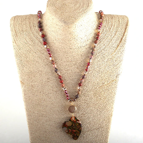 Fashion Bohemian Jewelry Boho Gift Natural Stones With Druzy Links Heart Stone Pendant Necklaces For Women - Charlie Dolly