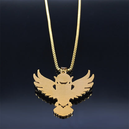 Stainless Steel Witchcraft Purple Crystal Necklace Pendant Women Gold Color Owl Moon Necklaces Jewelry collares hombre N2257S02