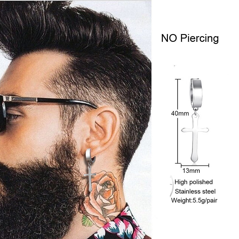 IRREGULAR TRIANGLE LONG CHAIN CUFF EARRING FOR MEN UNISEX JEWELRY ROCK THE COOLEST CONCH HOOP CLIP PIERCING WITHOUT PIERCING - Charlie Dolly