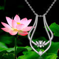 Lotus Flower Ring Holder Necklace 925 Sterling Silver Wedding Engagement Magic Secure Yoga Cute Necklaces for Women Girls - Charlie Dolly