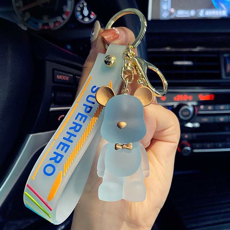 Cute Crystal Keychain Charm Tie The Bear Pendant For Women Bag Car KeyRing Mobile Phone Fine Jewelry Accessories Kids Girl Gift - Charlie Dolly