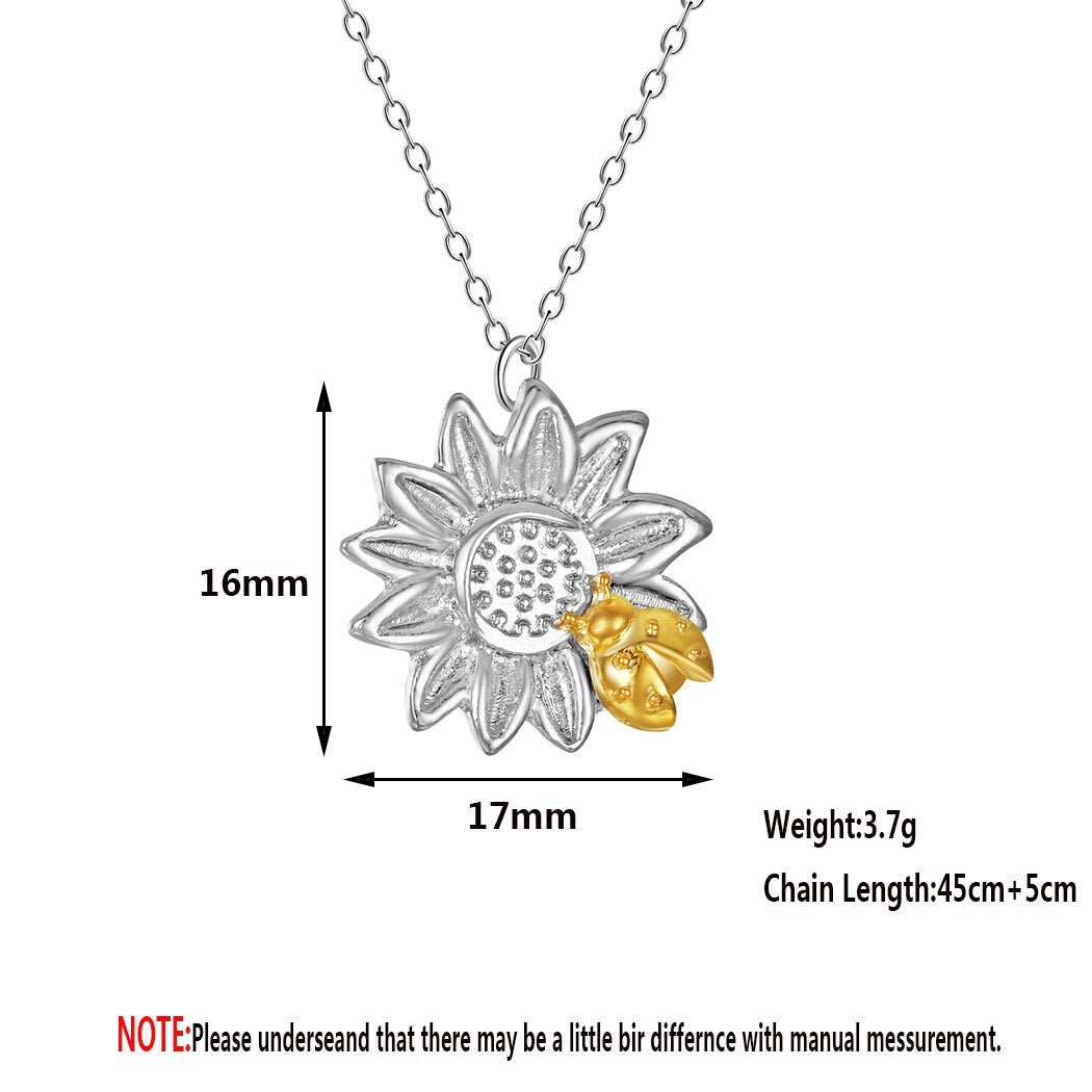 Kinitial Women Charm SunFlower Pendant Necklaces for Femme Cute Animal Ladybug Necklace Glamour Statement Choker Jewelry - Charlie Dolly