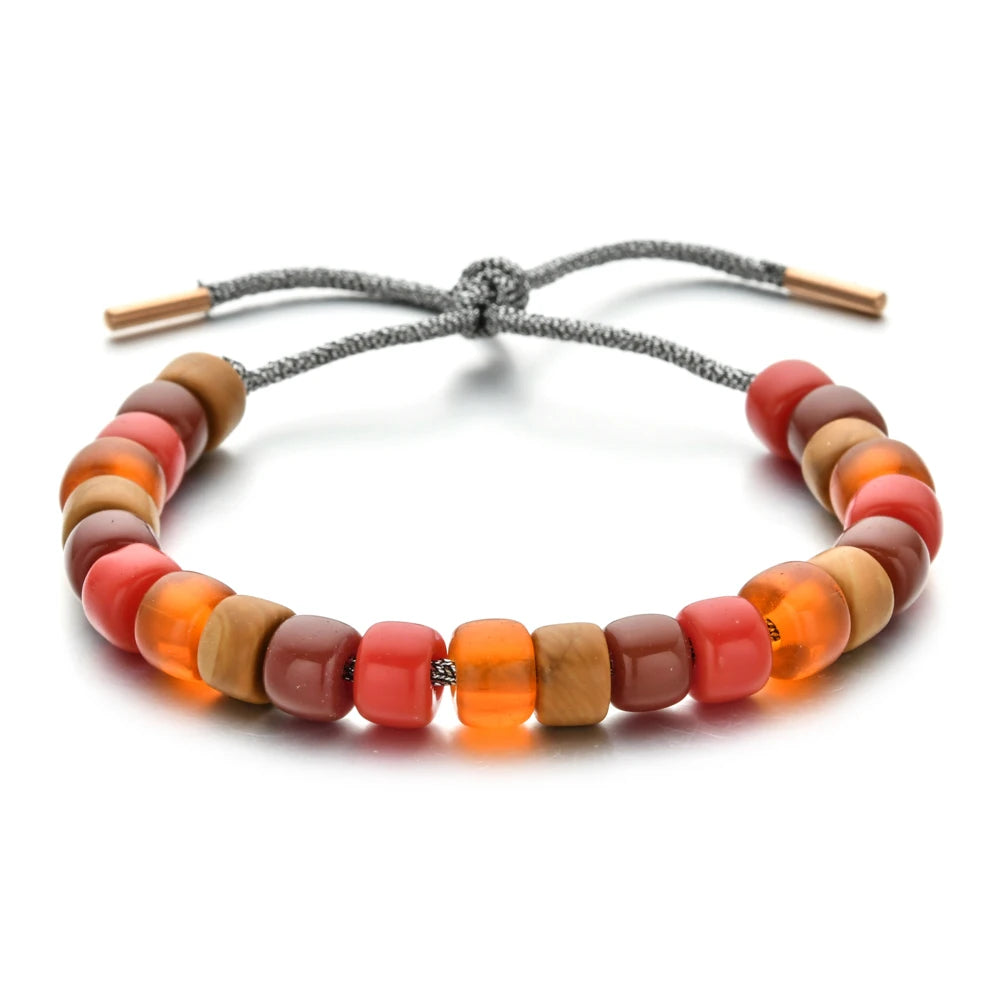Vintage Boho Handmade Pull Tie on Rope Bracelet DIY Natural Stones Crystal Charm Beads Stone Trendy Bracelet Lucky Jewelry