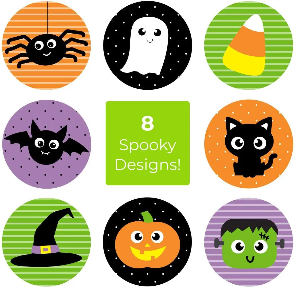 100-500pcs Halloween Black Bat DIY Round Stickers Sealing Packaging Stickers Halloween Gift Decoration 8 Spooky designs - Charlie Dolly