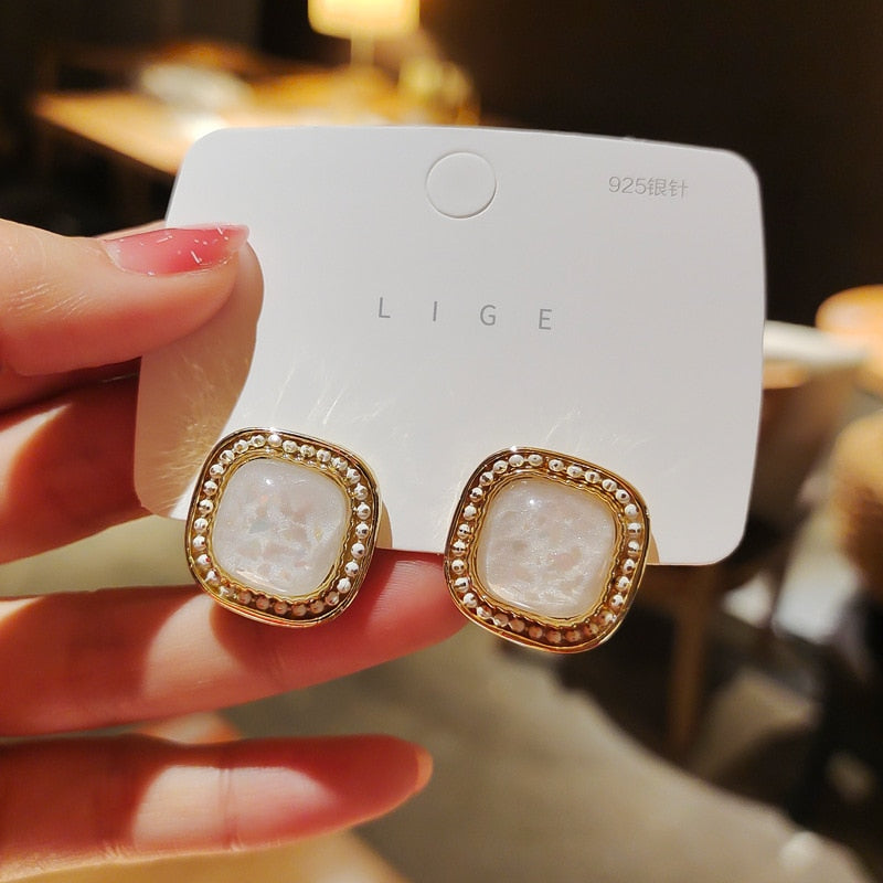 Pearl Rhinestone Bear Love Earrings Female Exquisite Small Earrings Korea Simple Cute Earrings Female Party Beautiful Jewelry - Charlie Dolly