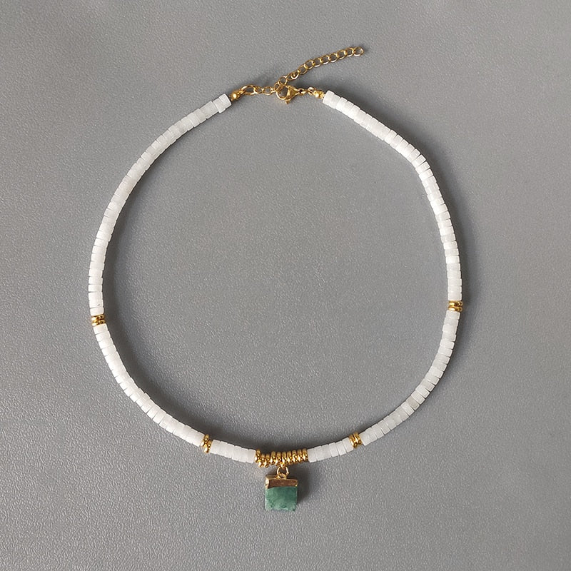 Hand-Made Exquisite Natural Stone Beaded Necklace Charm Eye Pattern Accessory Pendant Women Retro Fashion Neck Jewelry Колье - Charlie Dolly