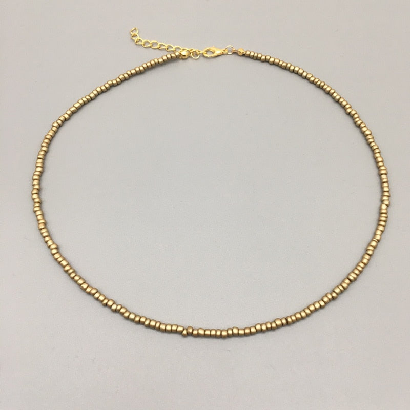 Simple Seed Beads Strand Necklace Women String Beaded Short women Necklace Jewelry 16 inches Chokers Necklace Gift - Charlie Dolly