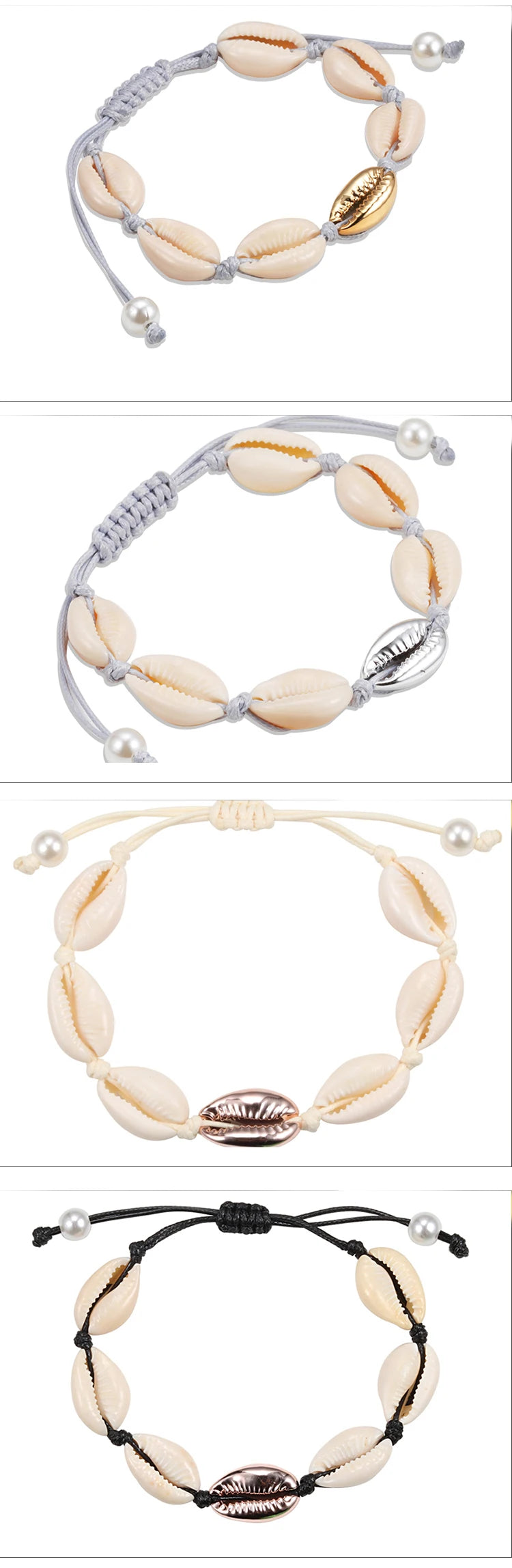 Hot Sell Handmade Shell Bracelet Boho Beach Natural Seashell Conch Beads Bracelets Women Jewelry Charm Cowrie Adjustable Bangles