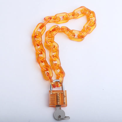 FishSheep Rock Acrylic Clear Lock Pendant Necklace For Women Pink Resin Lock Long Transparent Chain Choker Necklace 2020 Jewelry