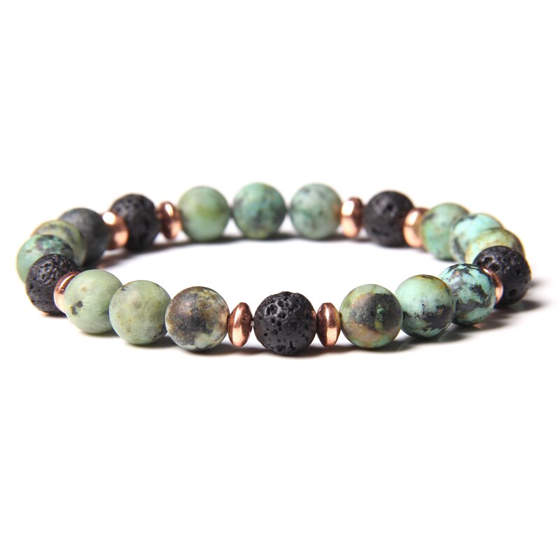 Natural Pink Zebra Stone Beads Bracelet 8mm Lava Volcanic Beaded Charm Bracelet Yoga Jewelry for Women Men Friendship Bracelet - Charlie Dolly