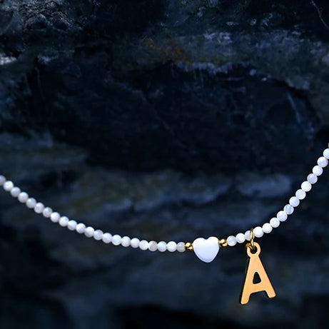 Stainless Steel Initial Letter and Heart Boho Choker Necklace