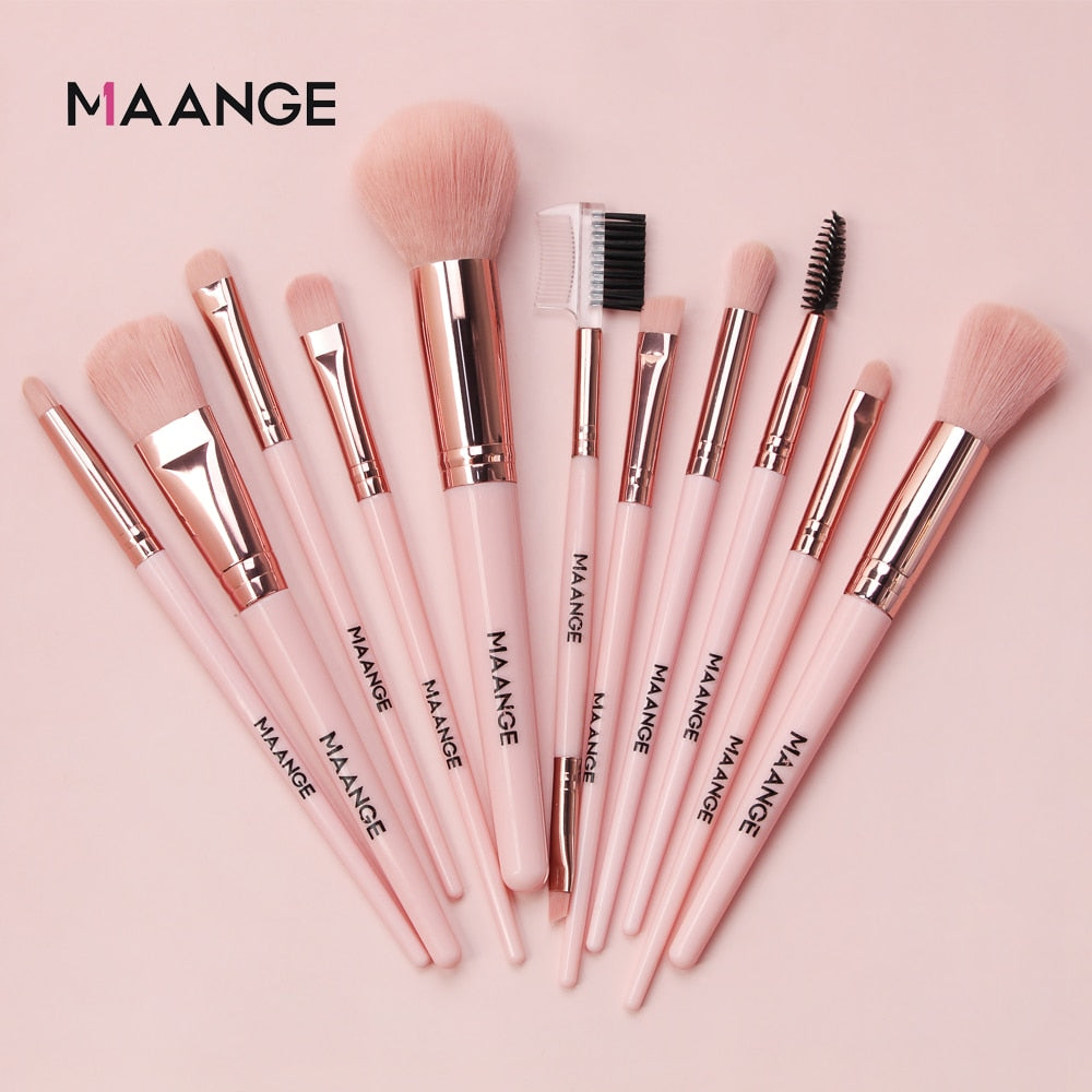 MAANGE Makeup Brushes Pro Pink Brush Set Powder EyeShadow Blending Eyeliner Eyelash Eyebrow Make up Beauty Cosmestic Brushes - Charlie Dolly