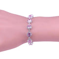 Risenj Princess Pink 925 Sterling Silver Jewelry Set For Women Hoop Earrings Ring Necklace Bracelet Set Bridal Jewelry - Charlie Dolly