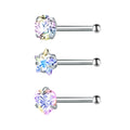 ZS 22g CZ Crystal Nose Studs Sets 12PCS/3PCS Nose Rings Studs Set Stainless Steel Nose Piercing Screws Fashion Nose Septum Rings - Charlie Dolly