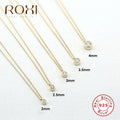 ROXI 925 Sterling Silver Simple Round CZ Crystal Pendant Necklace for Women Clear Zircon Clavicle Chain Necklace Choker Collares - Charlie Dolly