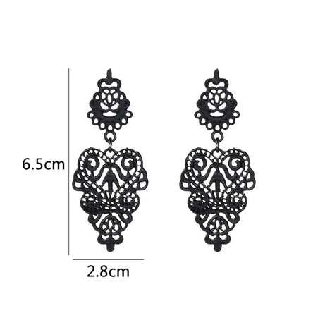 Black Leaf Pearl Crystal Long Earrings Jewelry