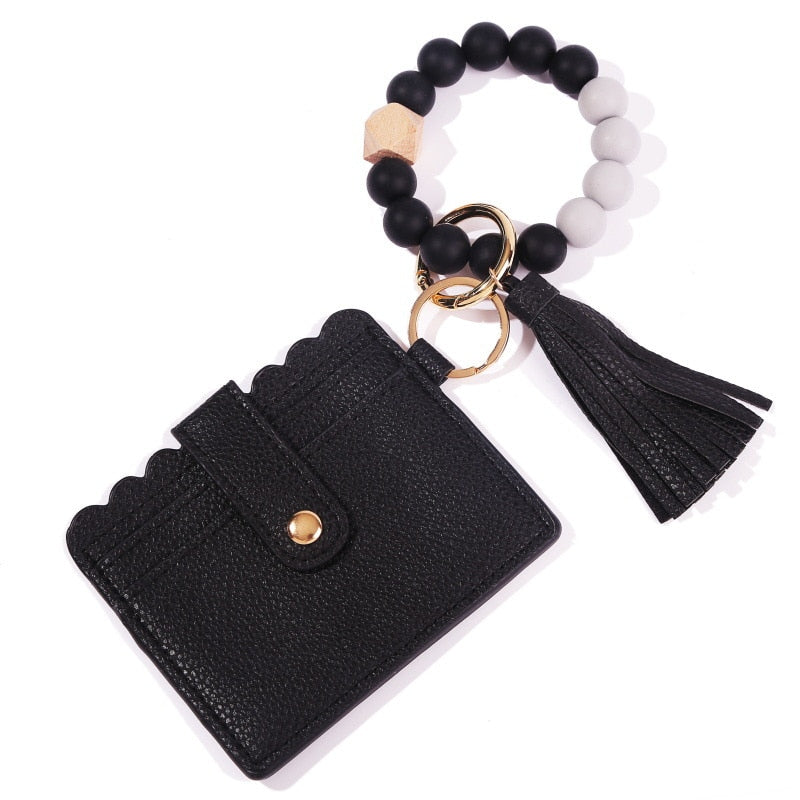 Silicone Keyring For Women Tassel Wood Beads Bracelet Keychain For Keys Multicolor Keychain Wholesale Accessories - Charlie Dolly