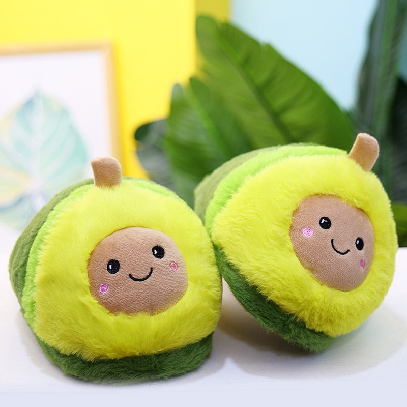 Kawaii Plush Avocado Slippers Stuffed Fruit Toys Cute Avocado Dolls for Girl Plush Food Doll Women Indoor Household Products